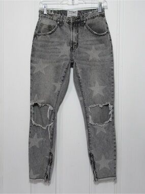 One X One Teaspoon High Waist Freebird Rigid Skinny Leg Jeans Size 26 Star Print